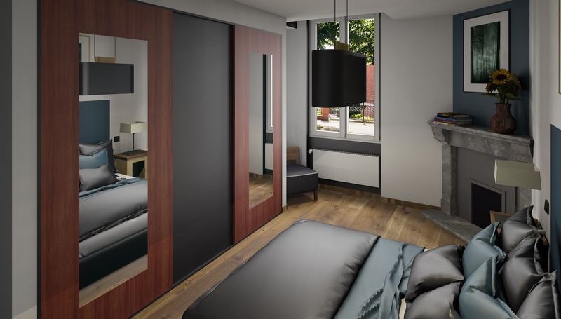 Coordination de travaux-Architecture d'intérieur-Projet 3D-Appartement Familial-Portes coulissantes-Perspectives 3D-réaménagement-Ginel-Chambre2-Image3