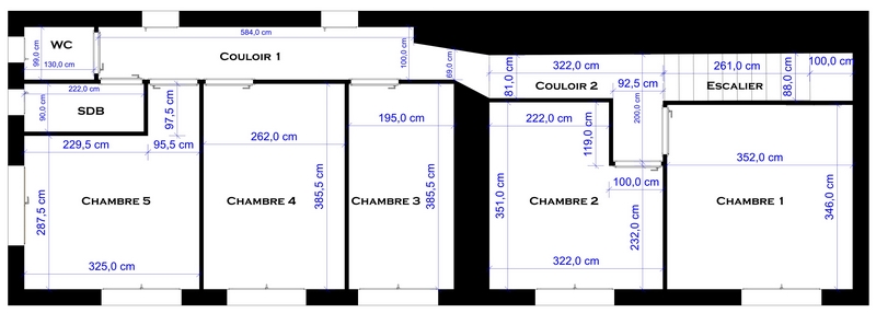 Coordination de travaux-Architecture d'intérieur-Projet 3D-Maison Rénovation-Implantations 3D- Décoration-Givi-Métrage Etage Avant Travaux