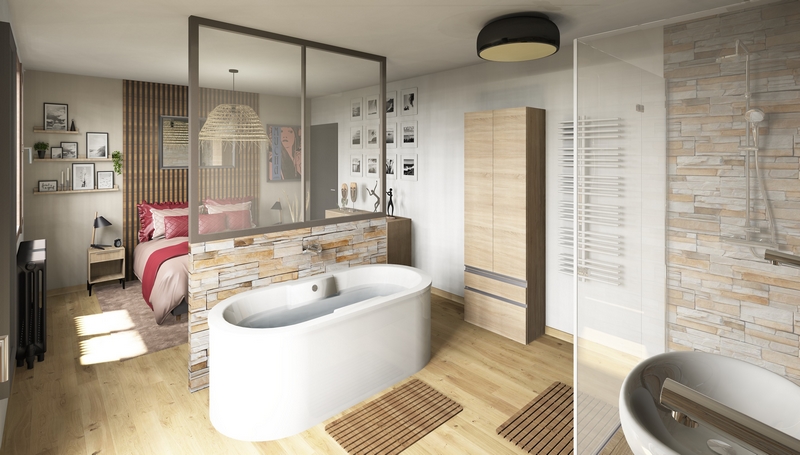 Coordination de travaux-Architecture d&rsquo;intérieur-Projet 3D-Relooking et Rénovation Maison Etage-Perspectives-Cordier-Suite des Maîtres-Agencement-LVT