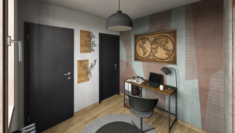 Coordination de travaux-Architecture d&rsquo;intérieur-Projet 3D-Relooking et Rénovation Maison Etage-Perspectives-Mercurol-Cordier-Bureau-Aménagement