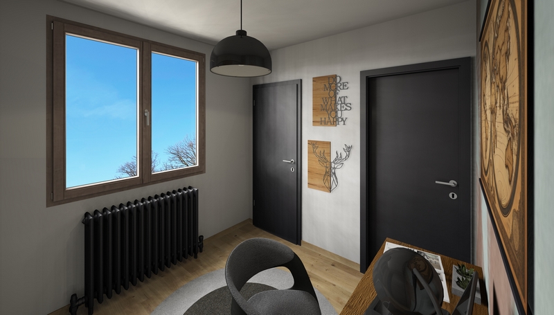 Coordination de travaux-Architecture d&rsquo;intérieur-Projet 3D-Relooking et Rénovation Maison Etage-Perspectives-Mercurol-Cordier-Bureau-Décoration