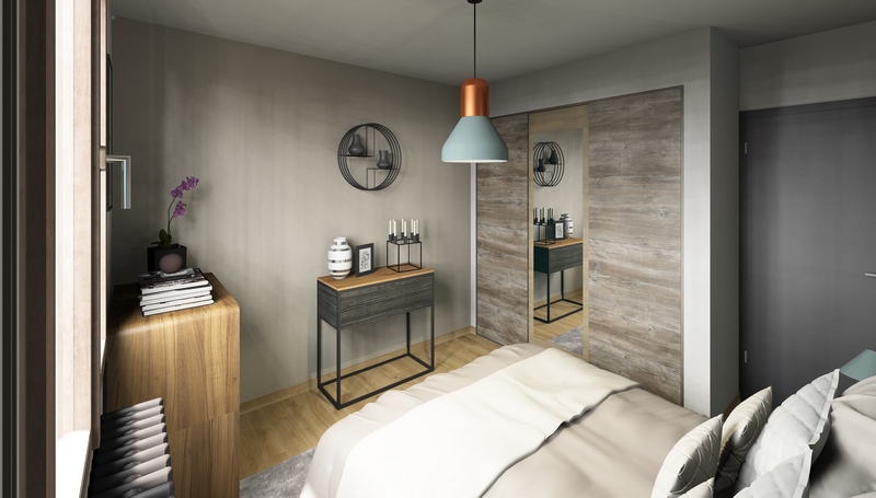 Coordination de travaux-Architecture d&rsquo;intérieur-Projet 3D-Relooking et Rénovation Maison Etage-Perspectives-Mercurol-Cordier-Chambre2