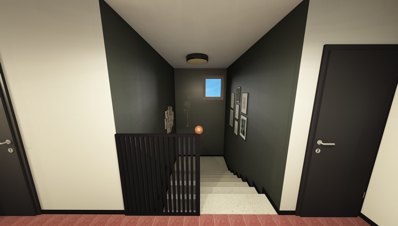 Coordination de travaux-Architecture d&rsquo;intérieur-Projet 3D-Relooking et Rénovation Maison Etage-Perspectives-Mercurol-Cordier-Escalier