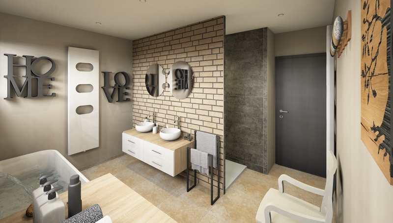 Coordination de travaux-Architecture d&rsquo;intérieur-Projet 3D-Relooking et Rénovation Maison Etage-Perspectives-Mercurol-Cordier-Salle de Bain