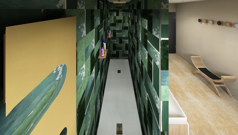 Coordination de travaux-Architecture d'intérieur-Projet 3D-Rénovation Maison Etage V2-Perspectives-Mercurol-Cordier-SDB-Carrelage