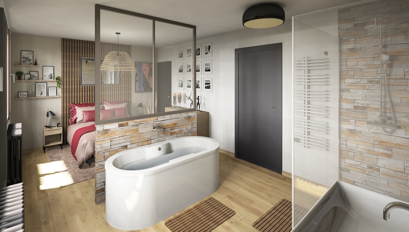 Coordination de travaux-Architecture d'intérieur-Projet 3D-Rénovation Maison Etage V2-Perspectives-Mercurol-Cordier-Suite des Maîtres-Dressing